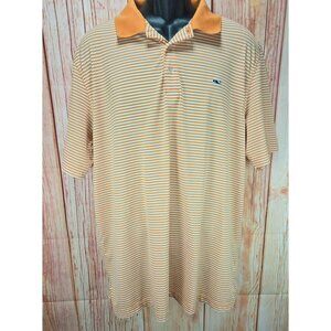 Vineyard Vines Orange Striped Performance Polo Shirt XL